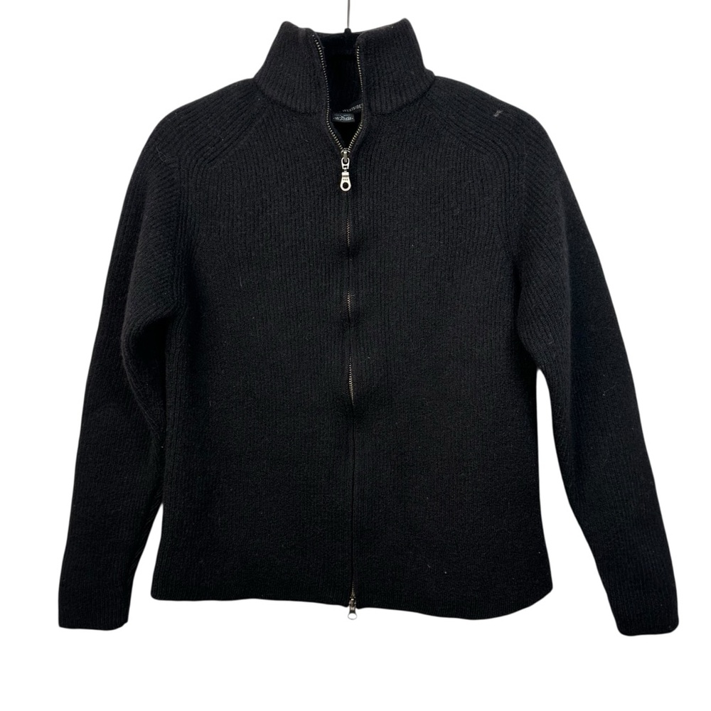 Eastside Westside Black 100% Wool Full‑Zip Sweater Men’s Large Classiccore